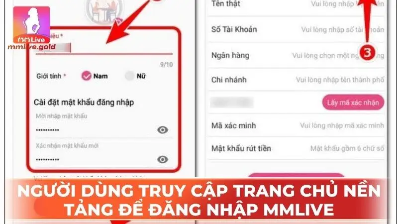 Người dùng truy cập trang chủ nền tảng để đăng nhập MMLive